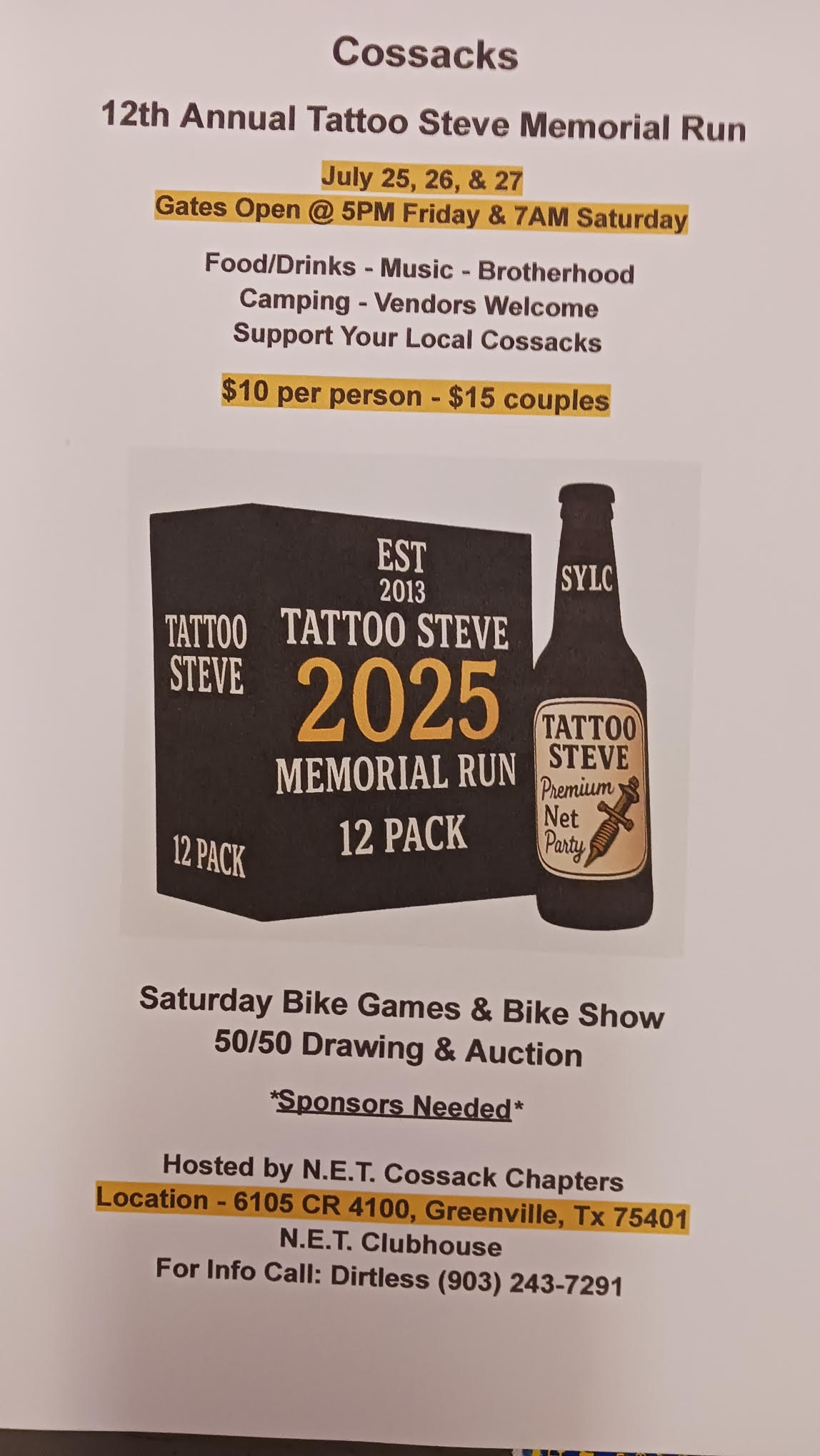 Tattoo Steve Memorial Run